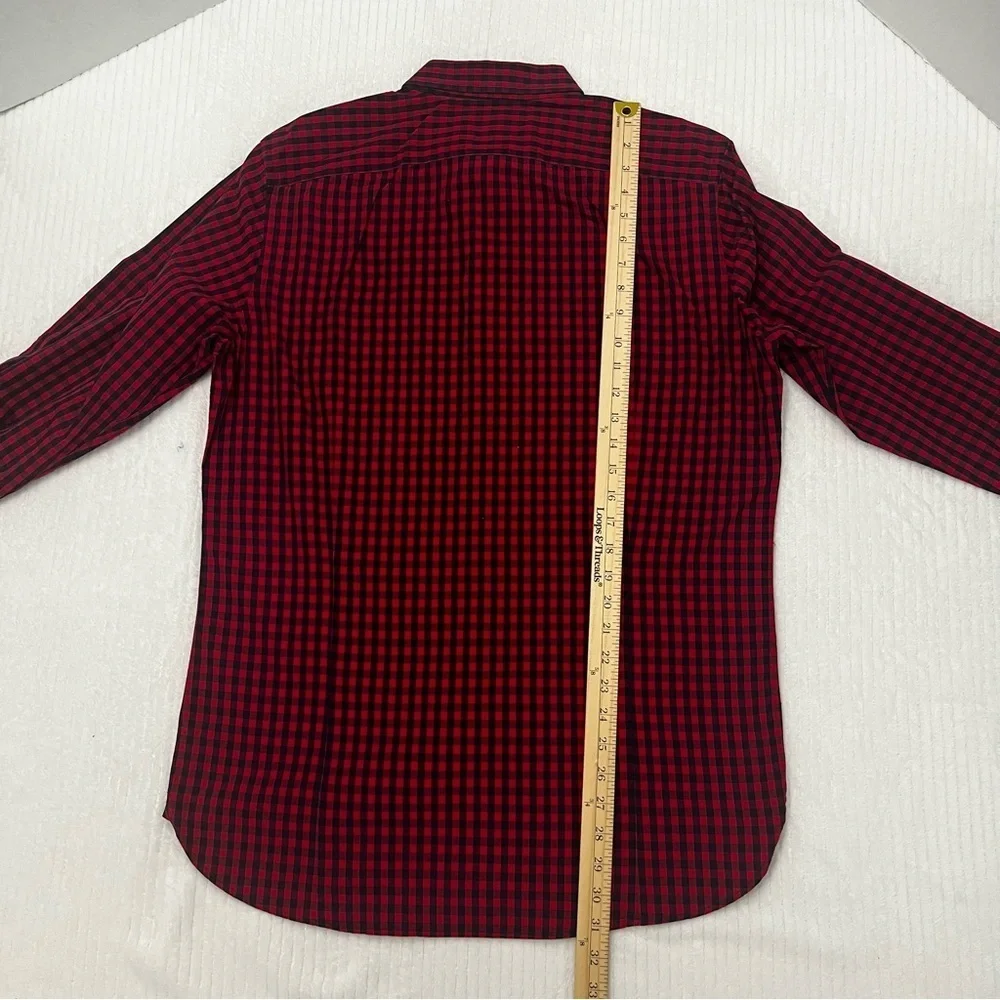 Banana Republic Red and Black Checkered Men's Shirt
